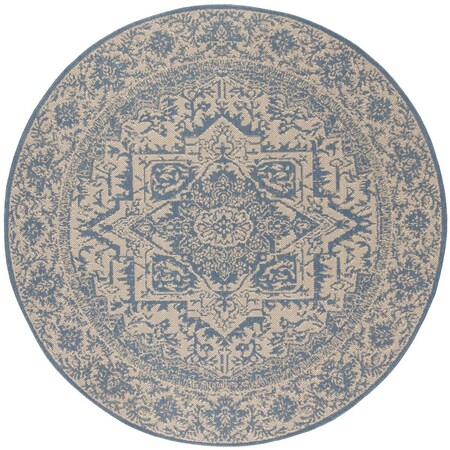 Safavieh 6 ft. 7 in. x 6 ft. 7 in. Round Linden 100 Bohemian Area Rug Cream & Blue LND139N-6R